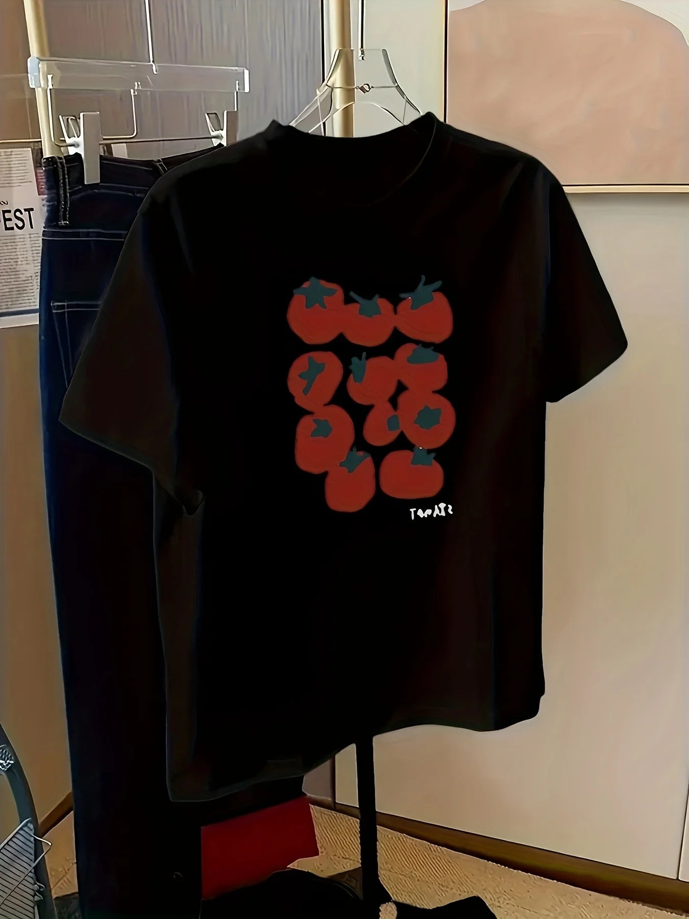Cute Tomato Graphic T Shirt Women Summer Casual Short Sleeve Crew Neck Loose Tee Vegetable Print Harajuku Kawaii Aesthetic Top