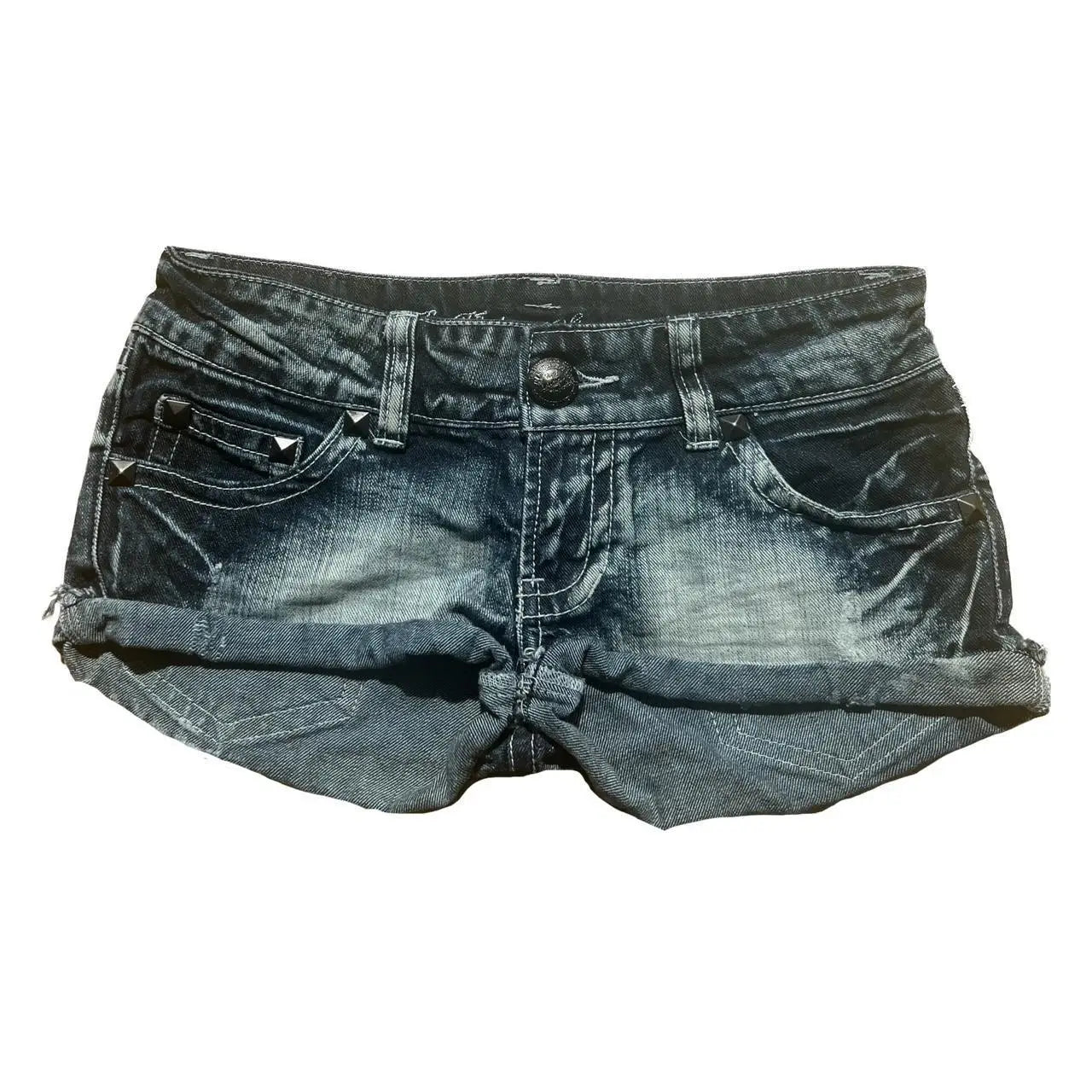 Y2K vintage British-style women's slim low-rise ultra-short flag-print jeans shorts
