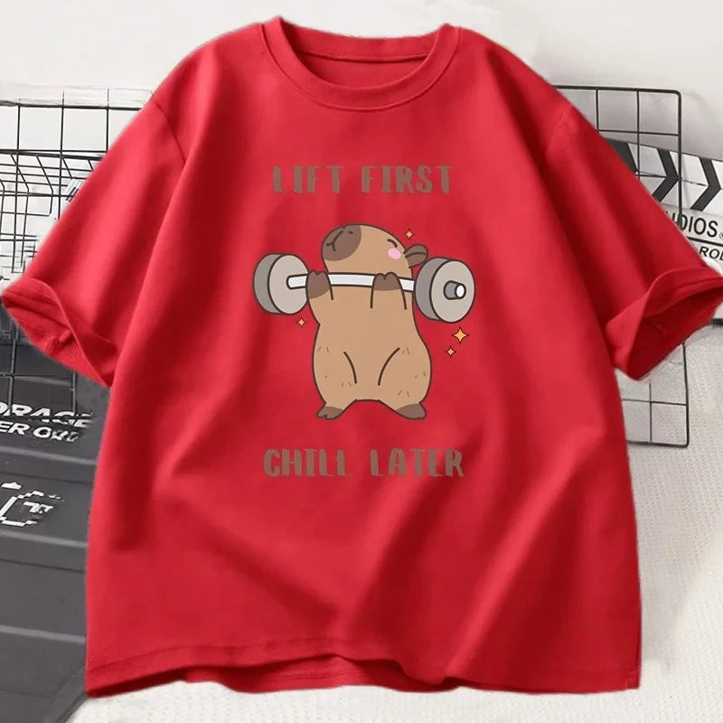 Capybara Gym T-Shirt Women Sports Tee Workout Fitness T Shirt Top Unisex Softstyle Women Tshirt Clothes Women Clothing