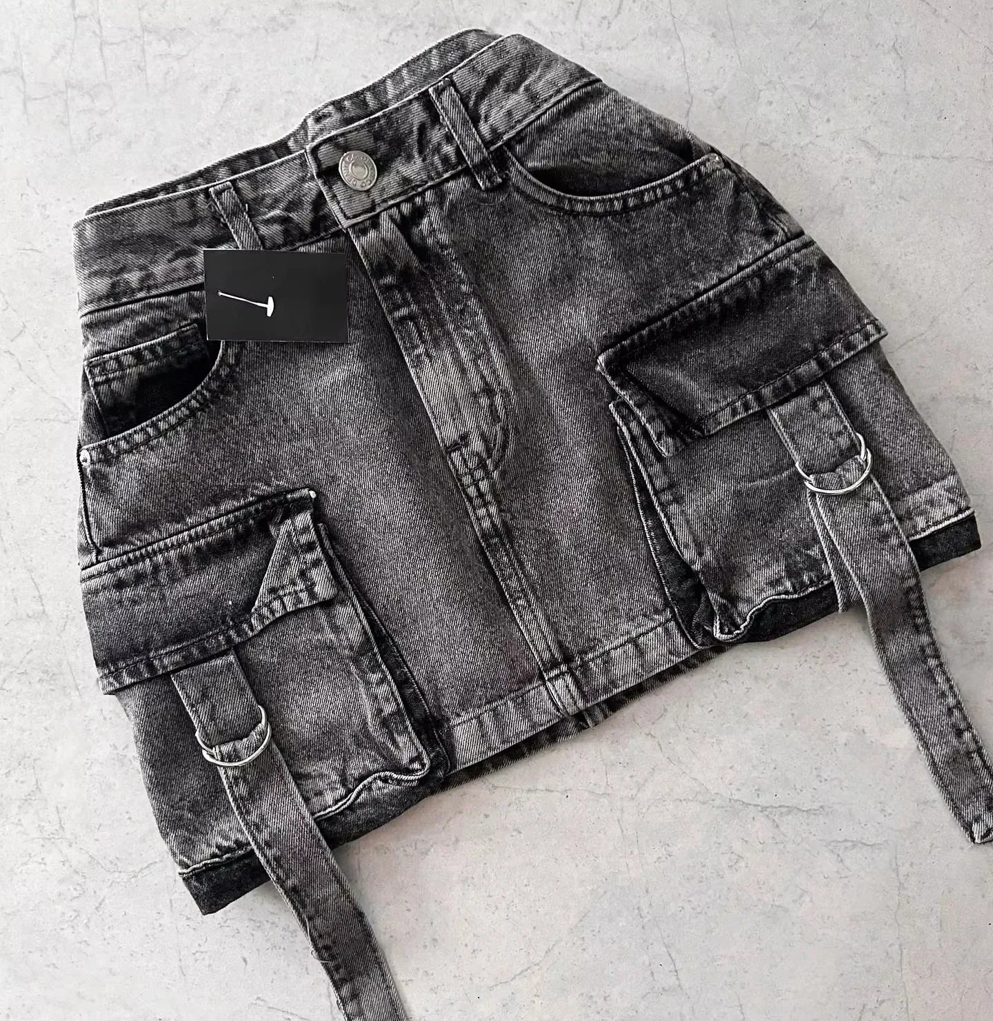 Y2K vintage British-style women's slim low-rise ultra-short flag-print jeans shorts